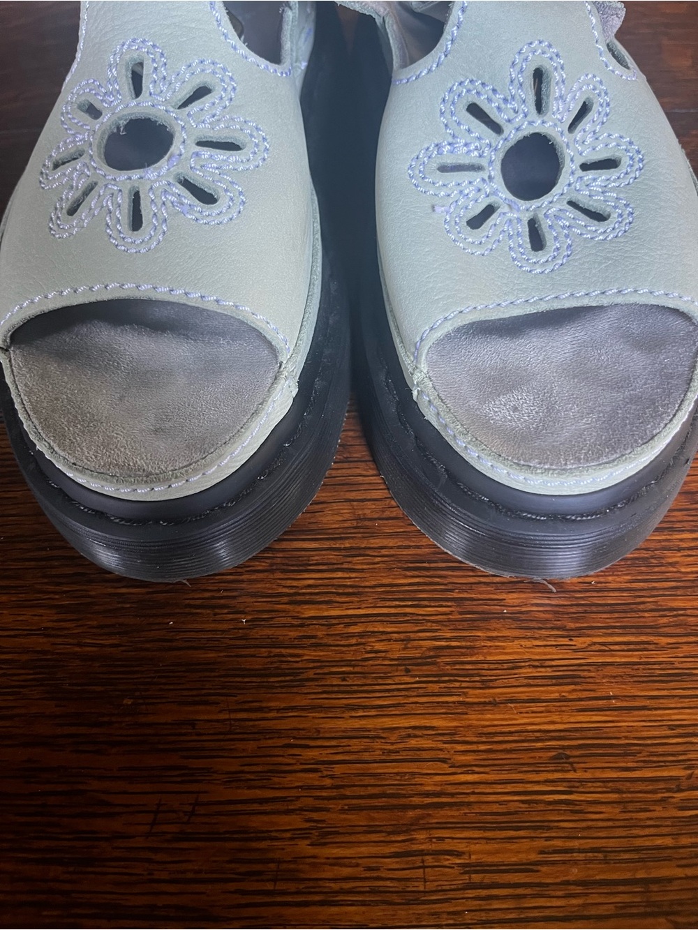 Dr. Martens Metallic Gold Floral Cutout Sandals - Picture 5 of 6